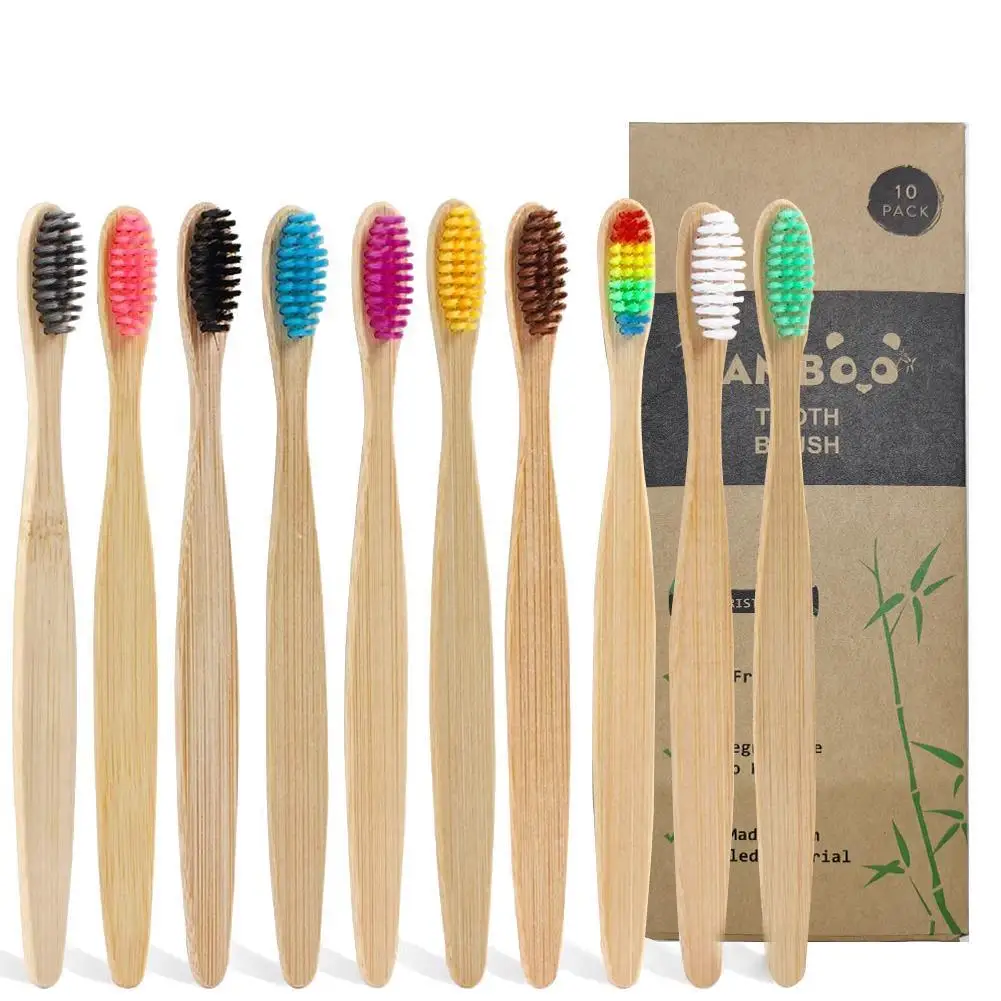 

10 шт., портативные зубные щётки из бамбука