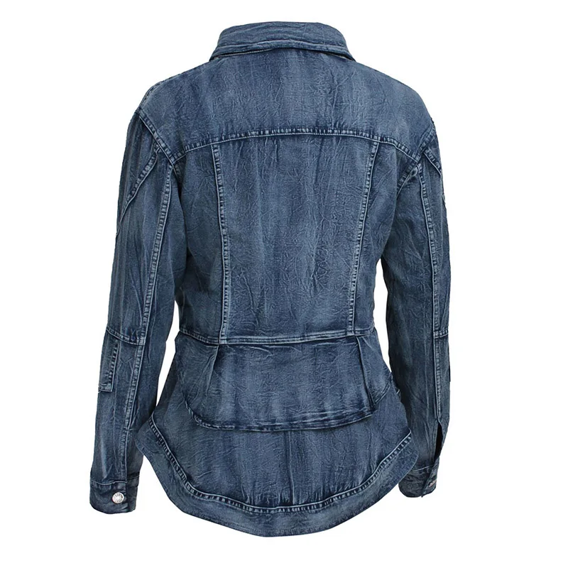 Джинсовая куртка пальто для женщин винтажная африканская мода синие тонкие