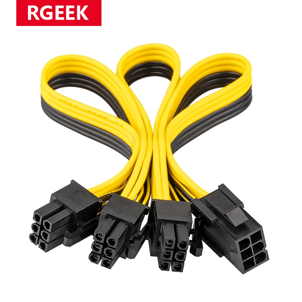 Удлинительный кабель RGEEK PCI-E PCIe, кабель питания 20 см с внутренним разъемом на 3, 6P, внешний разъем PCI Express, для адаптера видеокарты - изображение