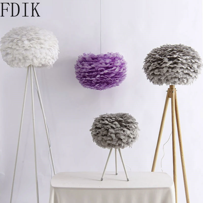 Feather Floor Lamps Loft Led Standing Lamp for Bedroom Living Room Nordic Decoration Home Mirror Light Wedding Luminaire | Лампы и