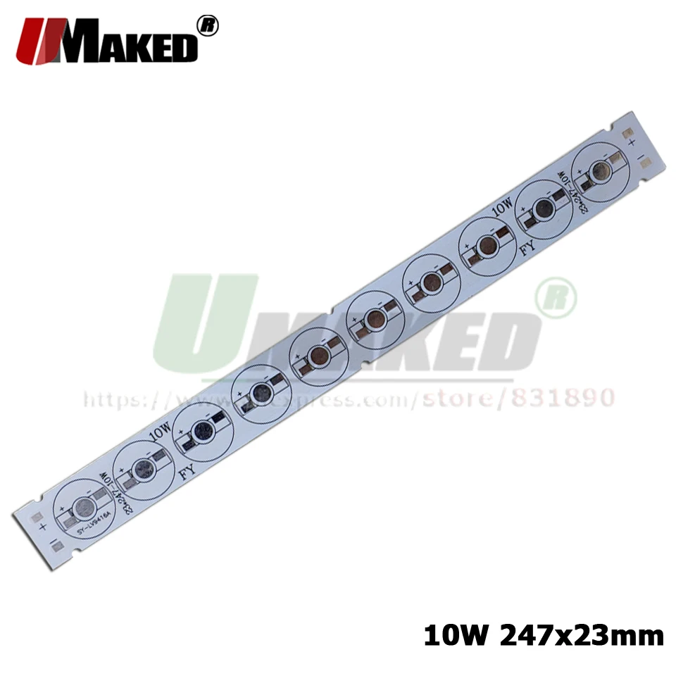 10 Вт 247x23 мм светодиодный PCB 1/3/5 Вт высокой мощности Мощность светодиодный алюминиевых пластин устанавливать светодиодный основа радиатора светодиодные панели полосы PCB для светодиодные лампы аквариума светильник «сделай сам»