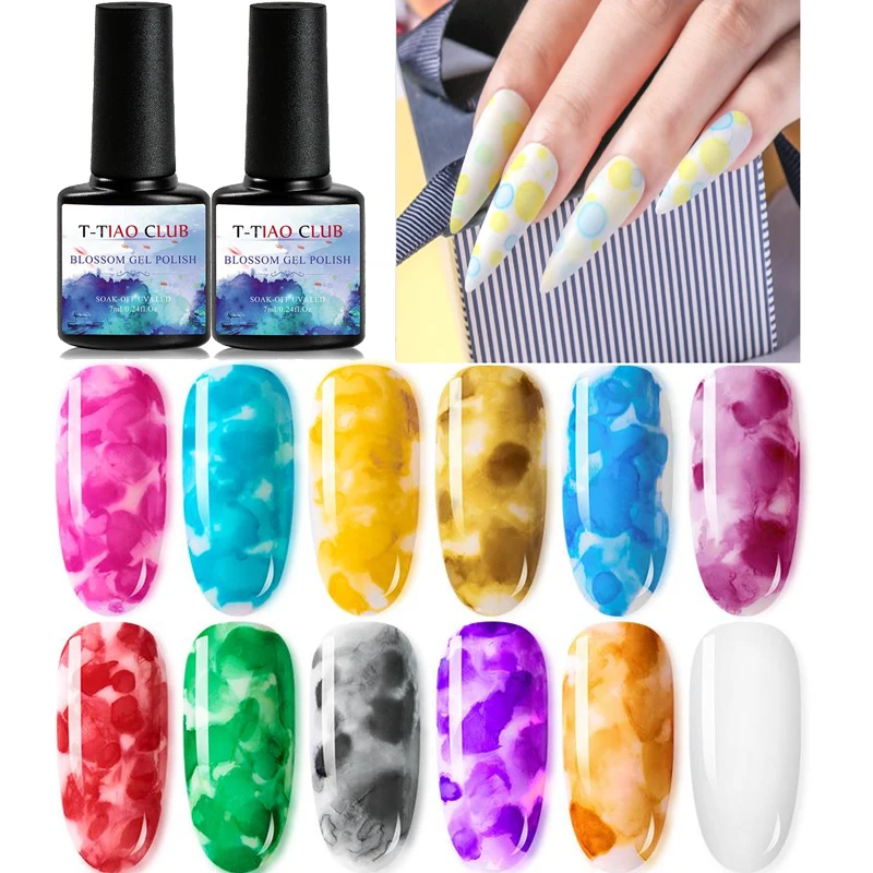 T TIAO клубный гель с рисунком цветения лак для ногтей 7 мл градиент акварельные