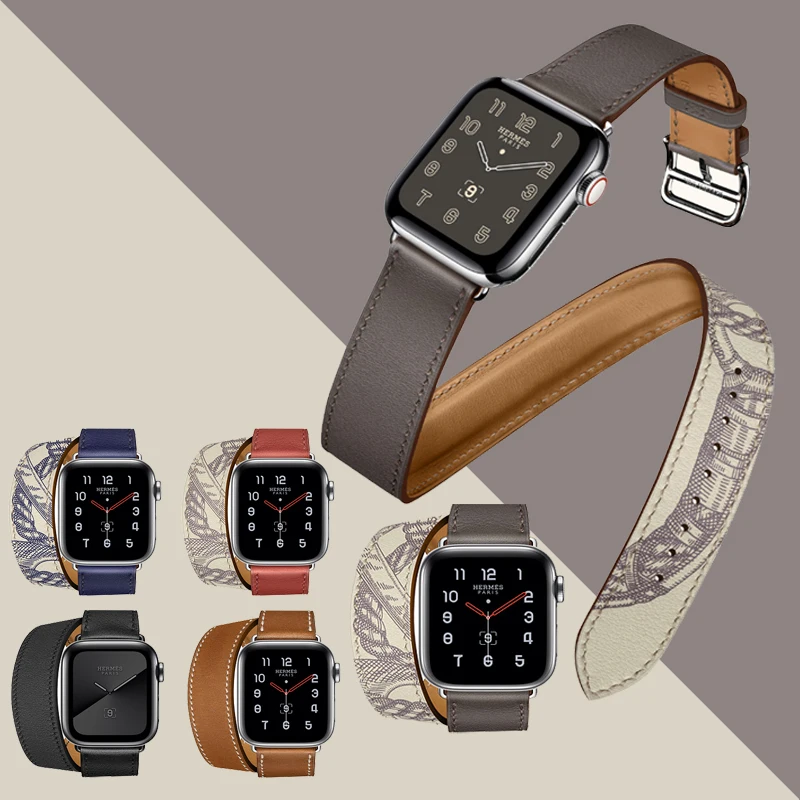 Одиночный двойной ремешок для Apple watch band 5 4 44 мм 40 из натуральной кожи correa iwatch 3 2 42 38