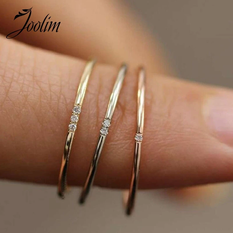 

Joolim Jewelry High End Pvd Wholesale Waterproof&Tarnish Free Dainty Crystal Stainless Steel Rings for Women