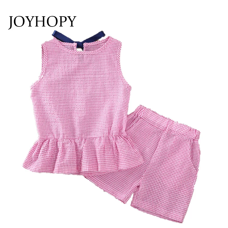 Комплекты детской одежды для девочек Новая летняя футболка без рукавов + шорты в