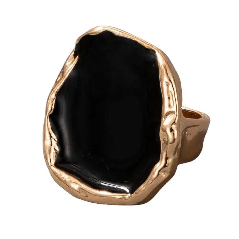 

Docona Trendy Black Enamel Chunky Midi Knuckle Ring for Women Men Geometric Big Round Finger Rings Ladies Jewelry Anillos Gift