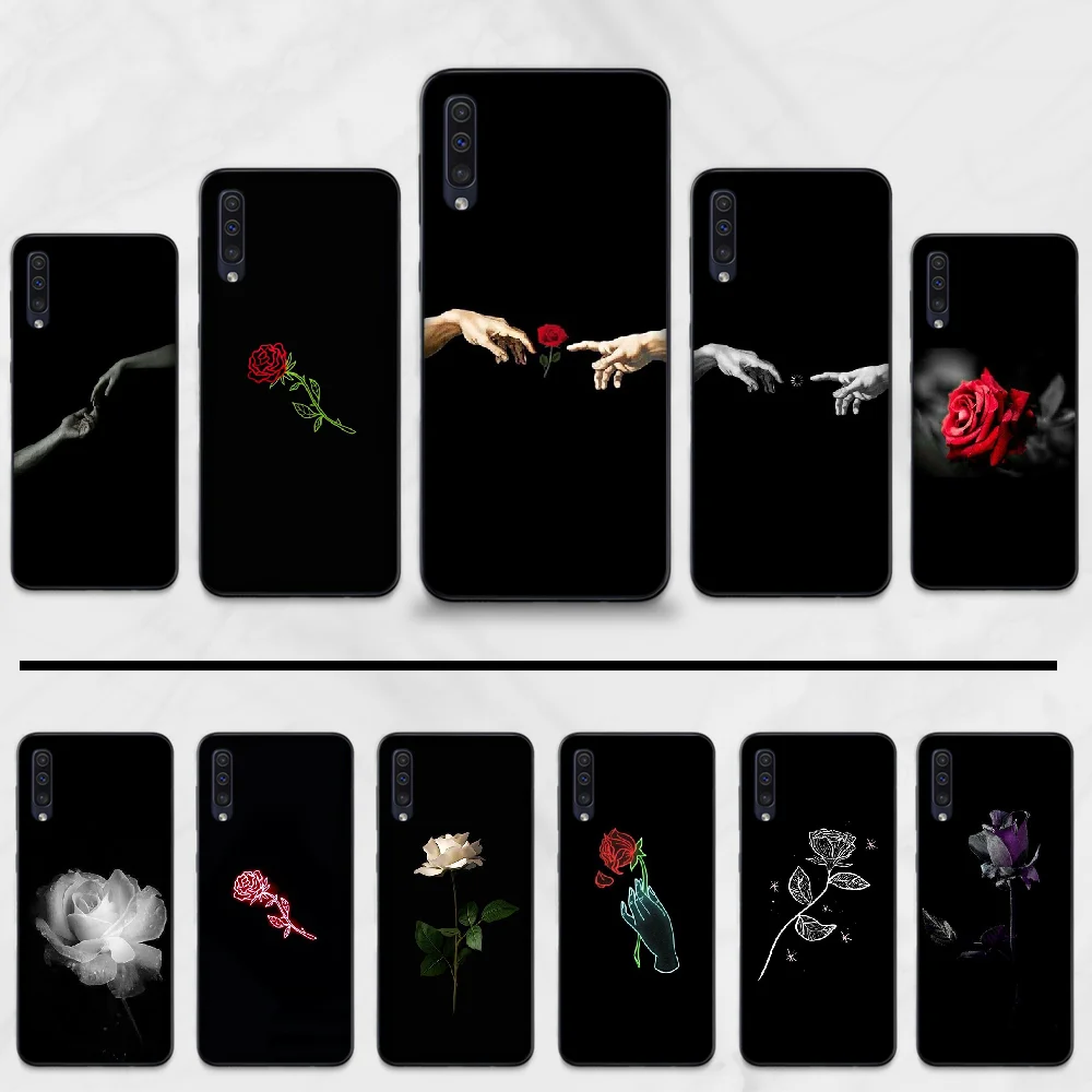Красивый чехол для телефона с черно-белыми розами Samsung Galaxy A 3 6 7 8 10 20 30 40 50 70 71 10S 20S 30S