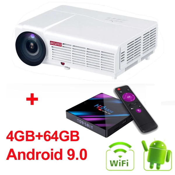 Android 64 WZATCO светодиодный 96 Вт 3D светодиодный проектор 5500 люмен Android 9,0 Smart Wifi full HD 1080P Поддержка 4k онлайн видео проектор для дома - Цвет: Android 64