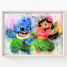 Картина на холсте Disney Лило и Ститч, мультяшная Акварельная картина, настенная наклейка, постер для детского сада, Декор для дома