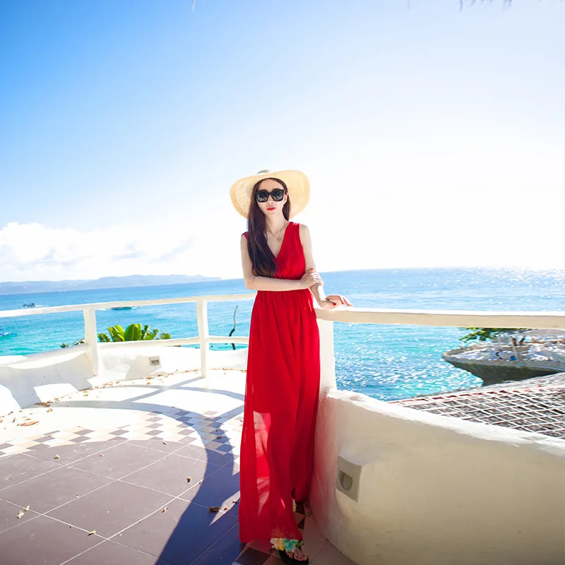 Платье для мамы и дочки Семейные комплекты красное пляжное платье принцессы