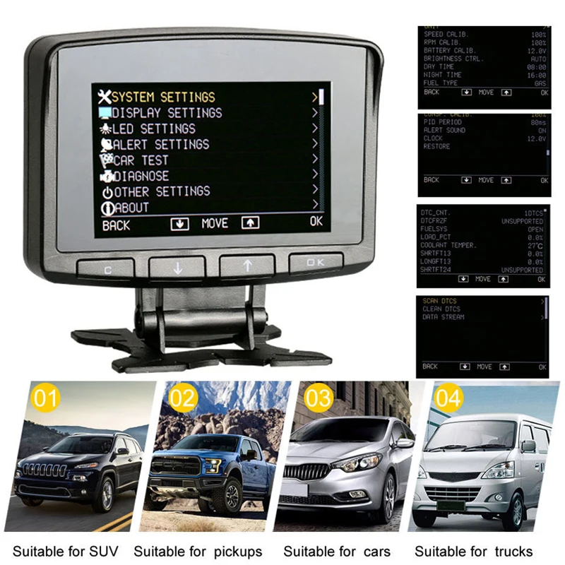 Умный цифровой дисплей измеритель превышения скорости сигнализация температуры