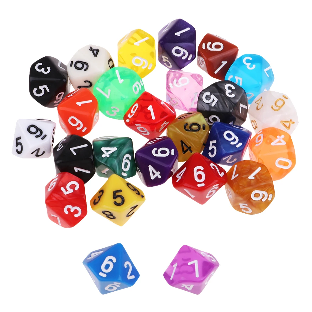 

25x 16mm Multisided D10 Dice Digital for TRPG MTG DND Roleplay Accessories Fun Toys