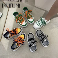 dissolve bottom womens sports shoes platform running sneakers student casual women shoes straps mixed color flat tennis female