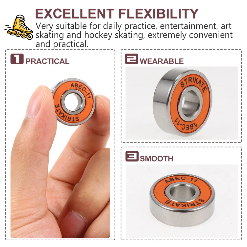 

8pcs Useful Sliding Bearings Skateboard Bearings Replacements Skates Parts