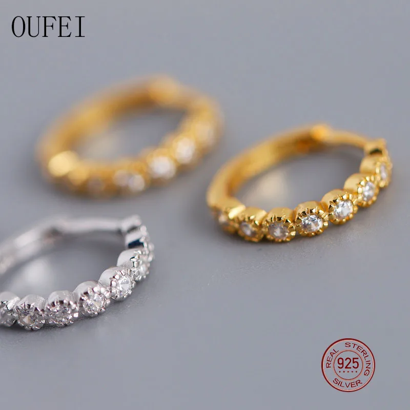 Серьги-кольца OUFEI для женщин простые серьги из стерлингового серебра 100% пробы