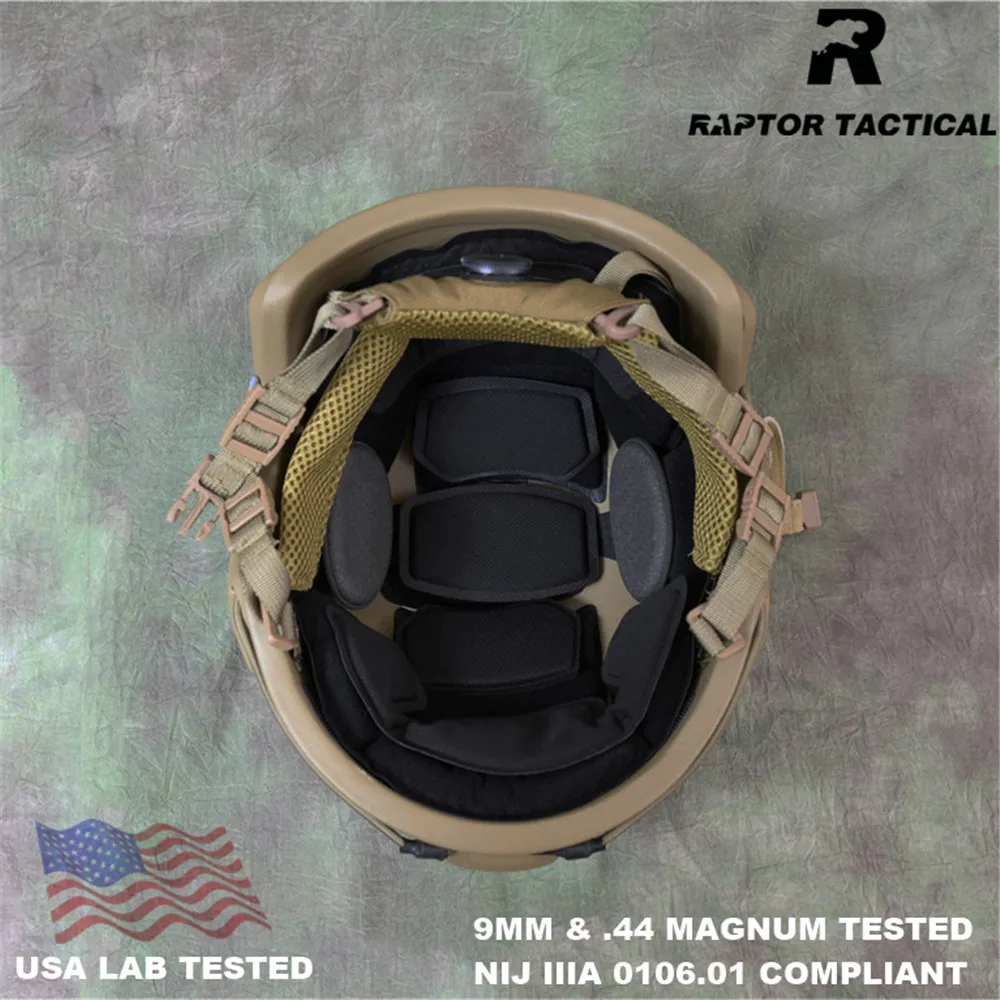 

Raptor FAST Ballistic Helmet NIJ IIIA 3A 0106.01 ISO Certified EPIC Dial Liner High Cut XP Cut HDPE Bulletproof Police Helmet