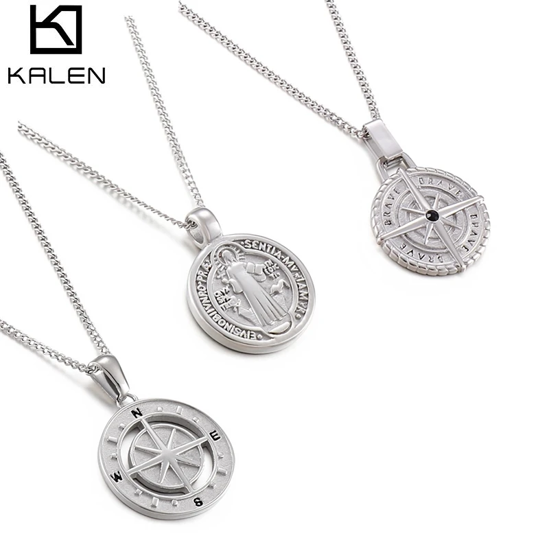 

KALEN Small Round Pendant Trend Elegant Jewelry Religion Circle Pendant Necklace Silver Unquie Women Fashion Cross Necklace