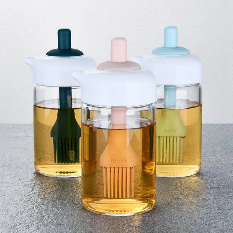 Стеклянная емкость для специй с масляной щеткой термостойкая бутылка