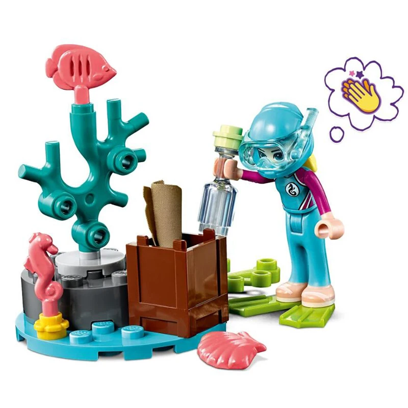 

City Summer Pool Party Building Blocks Boat Submarine Rescue Team Girls Friends Figure Car Bricks Toys 608pcs birthday gifts