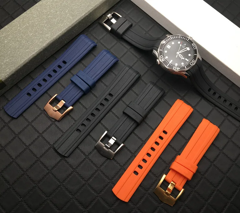 20 мм 22 оранжевый синий ремешок для часов мягкий резиновый силиконовый