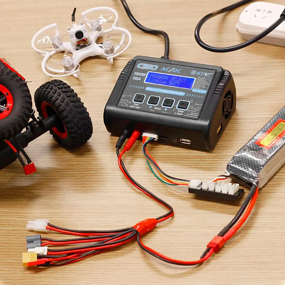 HTRC C150 зарядное устройство AC/DC 150 Вт 10A dis зарядное устройство для LiPo LiHV LiFe Lilon NiCd NiMh Pb батарея RC зарядное устройство и 8 в 1 провод