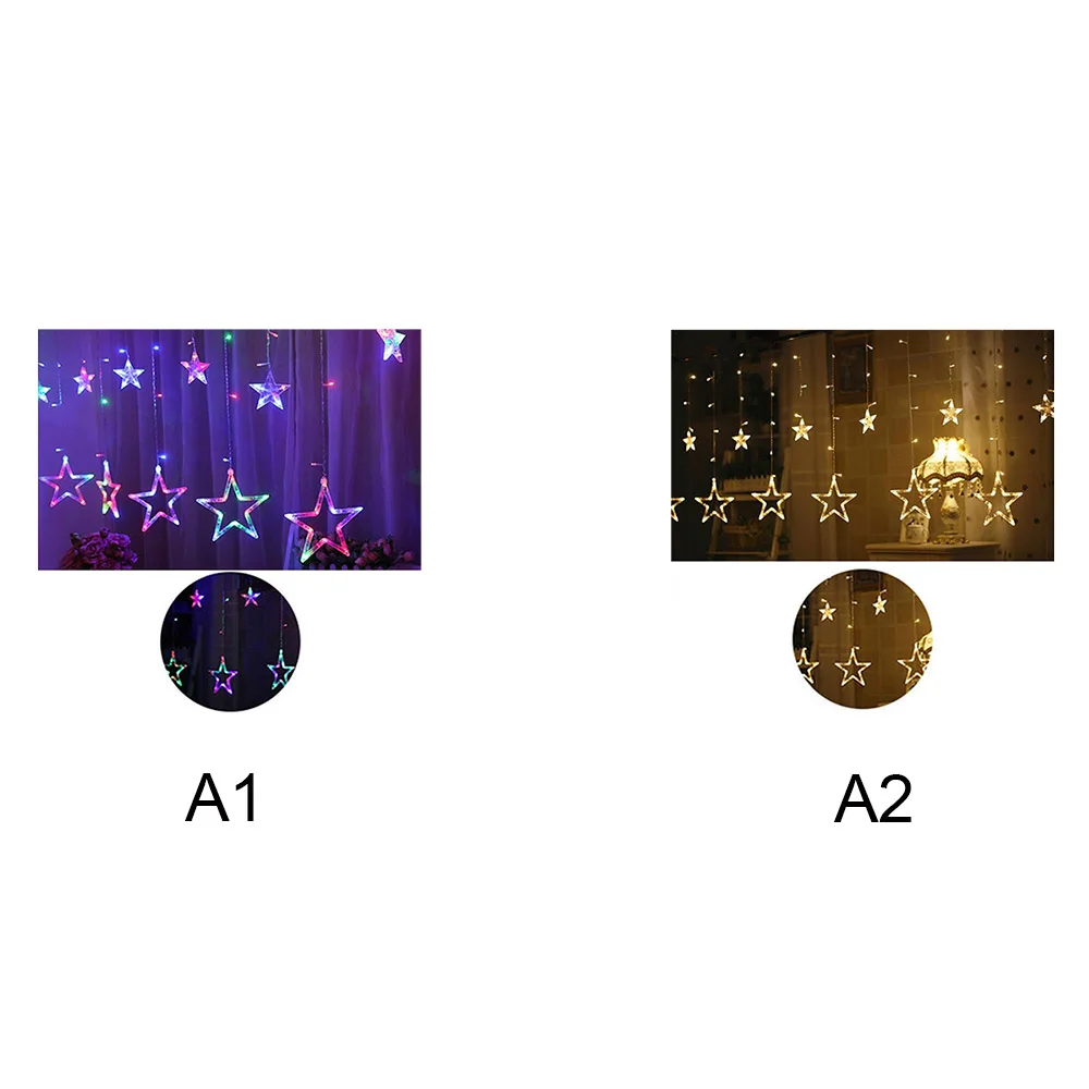 

220V Waterproof LED String Lights Pentagram Star Curtain Light Fairy Wedding Birthday Christmas Lighting Indoor Outdoor Decor