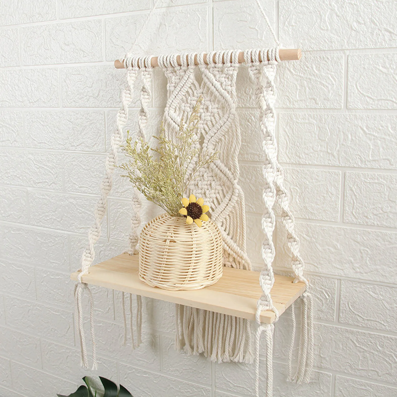 

Wall Hanging Shelf Handmade Plant Hanger Boho Plant Pot Holder Cotton Rope Handwoven And Durable Household Shelf well made