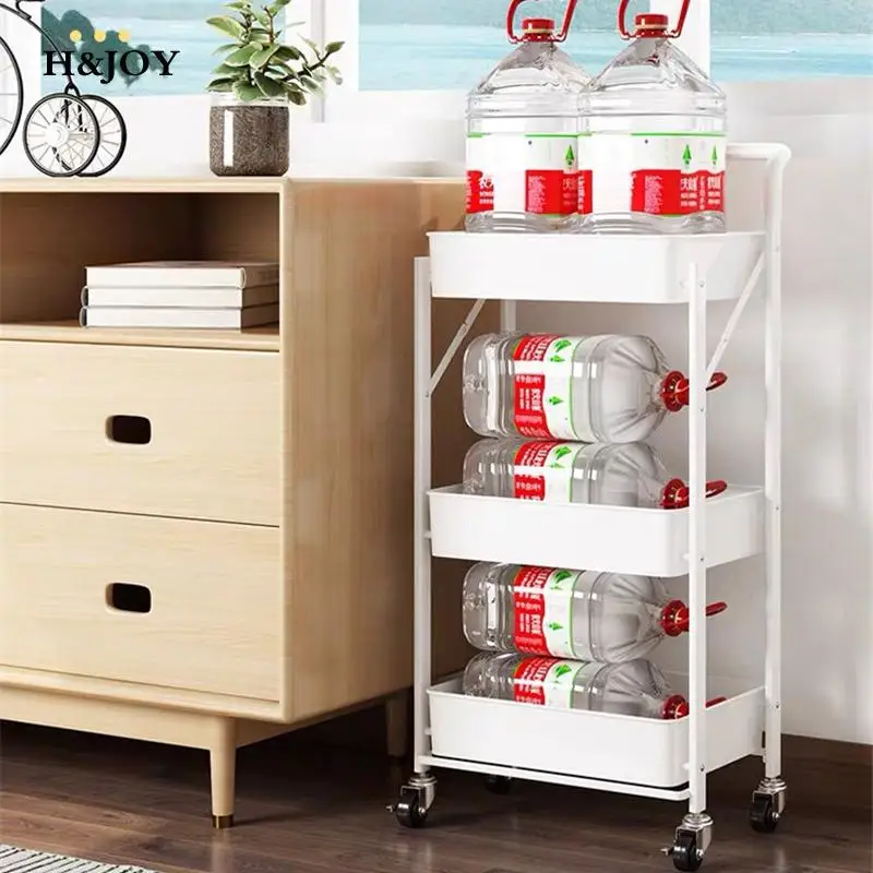 

Installation-free Cart Rack Kitchen Gadgets Shelves For Bathroom Home Office Storage Organizer Three-layer Shelves Rack H&JOY