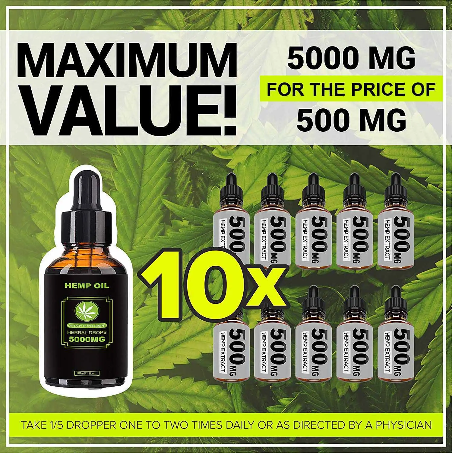 Масло 5000mg CBD органические семена конопли масло Премиум Растительные Травы