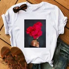 Женская футболка с цветочным принтом, с коротким рукавом