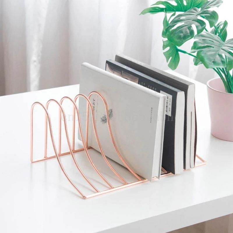 10 Grid File Storage Shelf Book Stand Bookend Nordic Wrought Iron Organizer Holder for Home Office | Канцтовары для офиса и