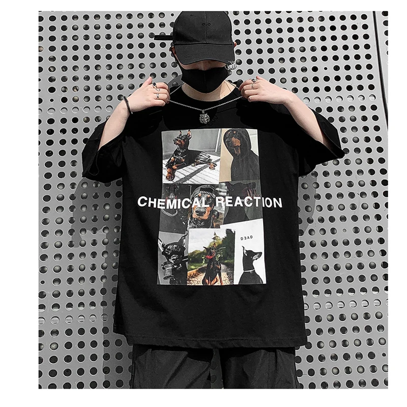 

Футболки в стиле хип-хоп для улицы, Мужская модная брендовая футболка оверсайз с коротким рукавом, Красивая свободная футболка для отдыха в ...