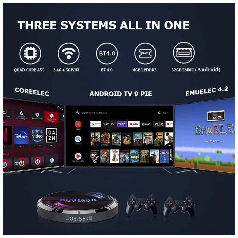Консоль HEYNOW X Max S905X3 Android 9 0 EmuELEC 4 2 Wi-Fi 4K HD ТВ Игровая приставка плеер 50000 + игр для