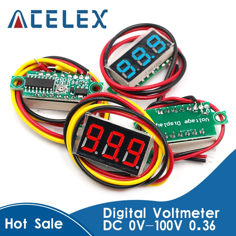 Цифровой вольтметр мини-вольтметр с 3 Проводами 0 36 дюйма постоянный ток 0-30 в