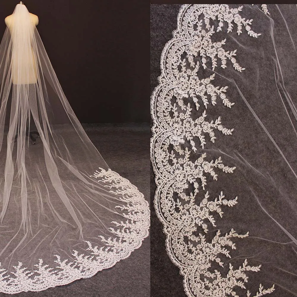 Свадебная Фата с расческой белая слоновая кость 3 м 2020|Свадебные вуали| |