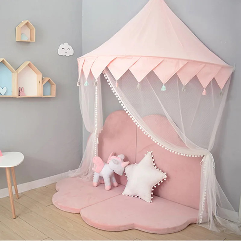 

Nordic Kids Play Tent Pink Princess Castle Play House Tipi Enfant Indoor Baby Girls Crib Canopy Net Bed Tent Children Room Decor
