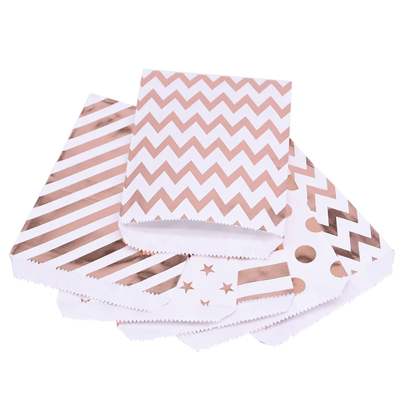 25 шт. розовое золото крафт бумажный мешок узор в горошек волнистые полосы конфеты