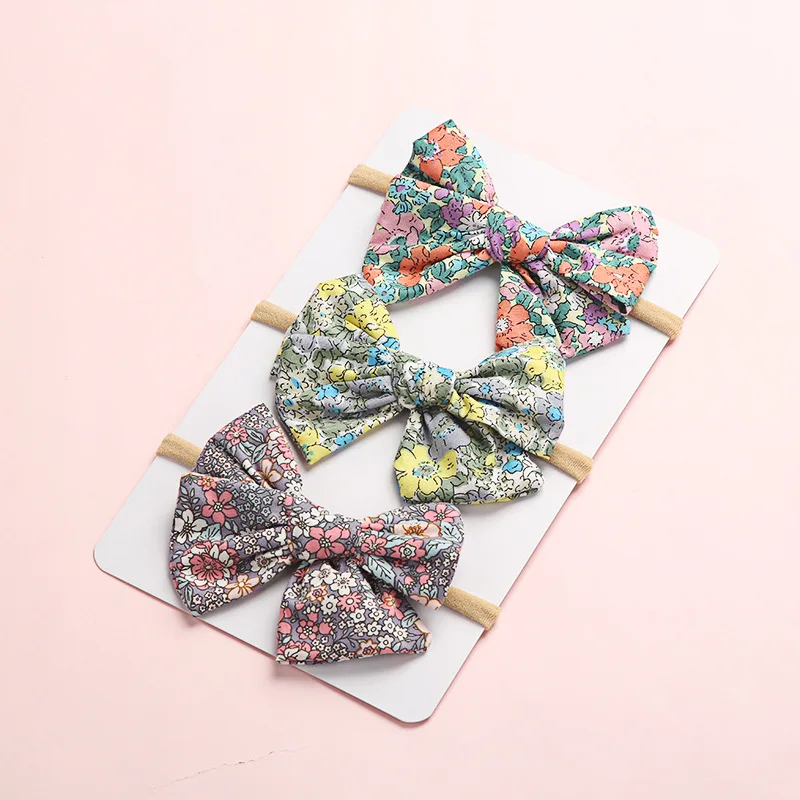 Детская повязка на голову с принтом для волос девочек аксессуары из хлопка и льна