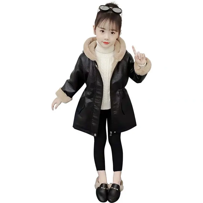 

Girls Fur Coat Kid's Winter Cotton-padded Clothes Children Sent To Overcome Winter Velvet Clothing Thick Fur Jacket