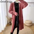 Кардиган женский кашемировый, элегантный вязаный жакет с карманами и длинным рукавом, свободный свитер в Корейском стиле, шикарный серый, на осень