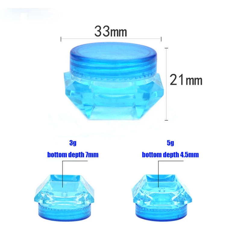 

100pcs Plastic Jar Empty Container Diamond Model Sample Packaging Cosmetic Container Mini Tin Box Eyeshadow Cream Pot Cute 3g 5g