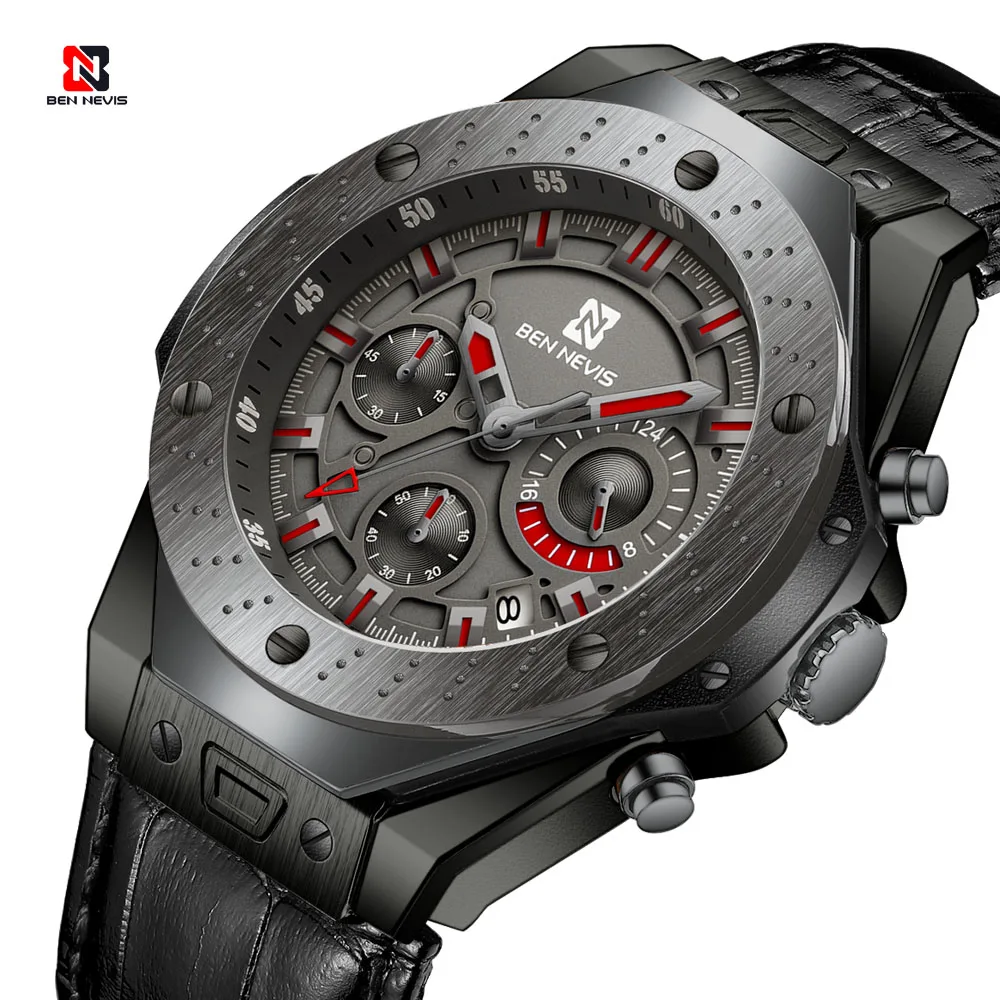 Бен Невис кожа Для мужчин часы ведущая марка эксклюзивные армейские