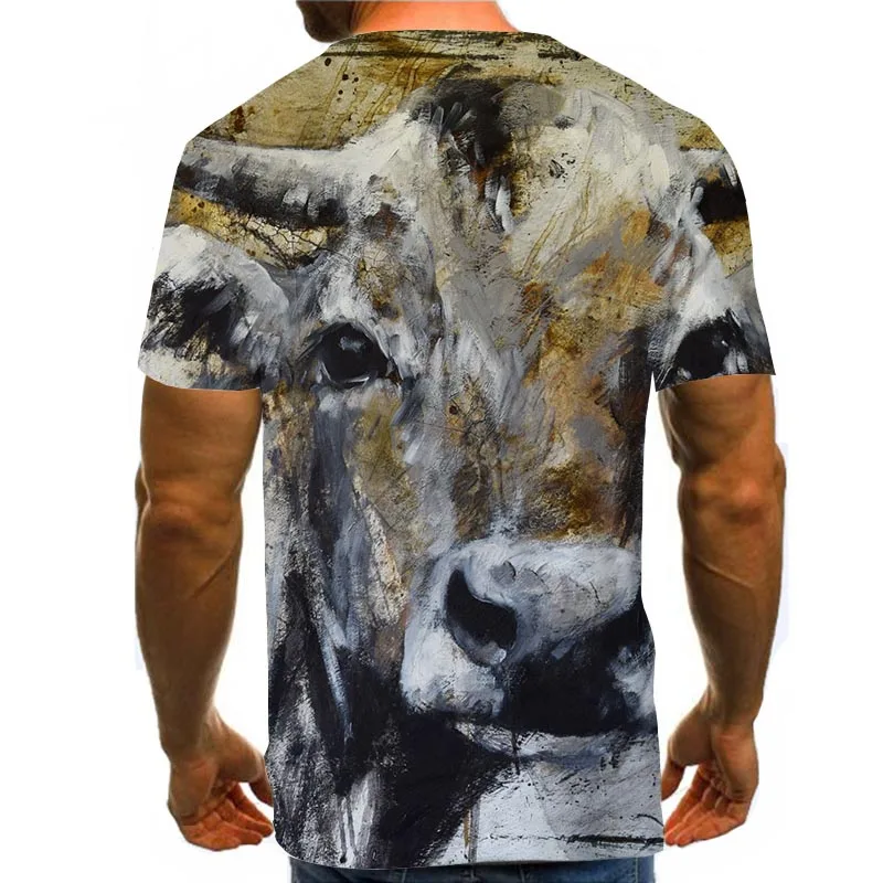

Men's Graphic Shirt 3D Print T Shirt Novelty Cattle Top Casual Animal Tee US Size Unisex Clothing