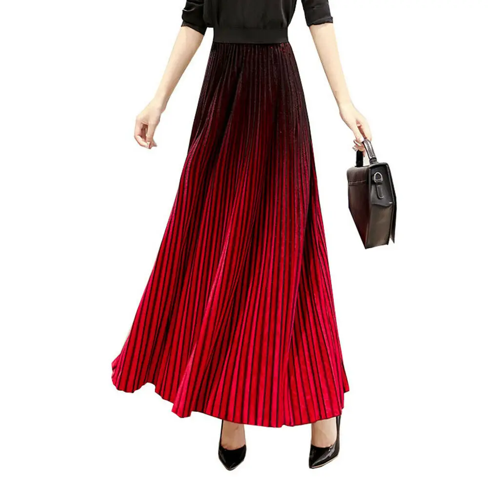 Модная женская длинная юбка макси бархатные плиссированные юбки осенняя зимняя