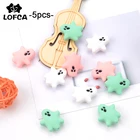 Силиконовые бусины-снежинки, 5 шт.лот, без бисфенола А, для самостоятельного изготовления ювелирных изделий, жевательные Детские бусины для прорезывания зубов