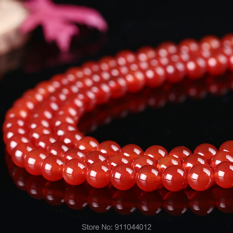 

7A Grade Natural Stone Red Agates Round Beads 15" Strand 4 6 8 10 12MM Diy Bracelet Charm Beads for Jewelry Making