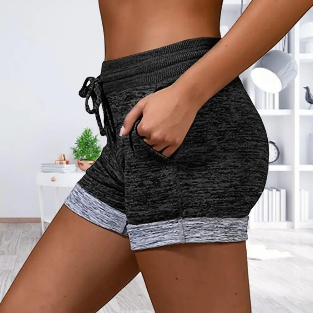 

Шорты женские с завышенной талией, быстросохнущие Короткие штаны с цветными блоками для йоги, бега, велосипеда, повседневные свободные с ка...