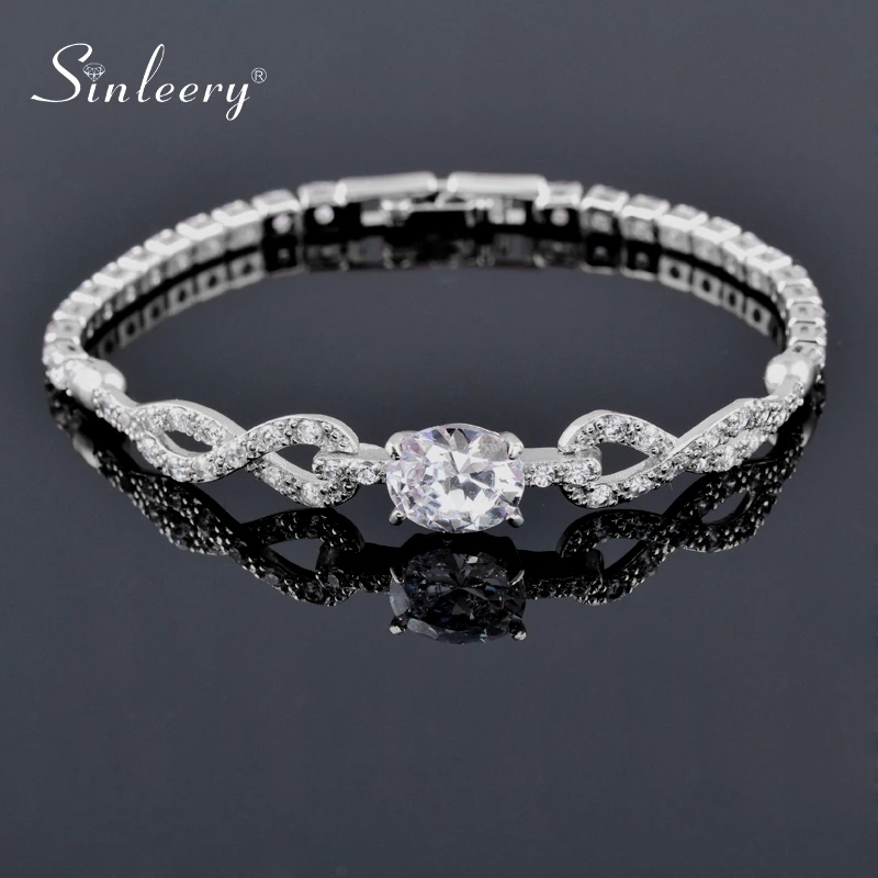 Женский браслет с кристаллами SINLEERY подвеской из розового золота и серебра