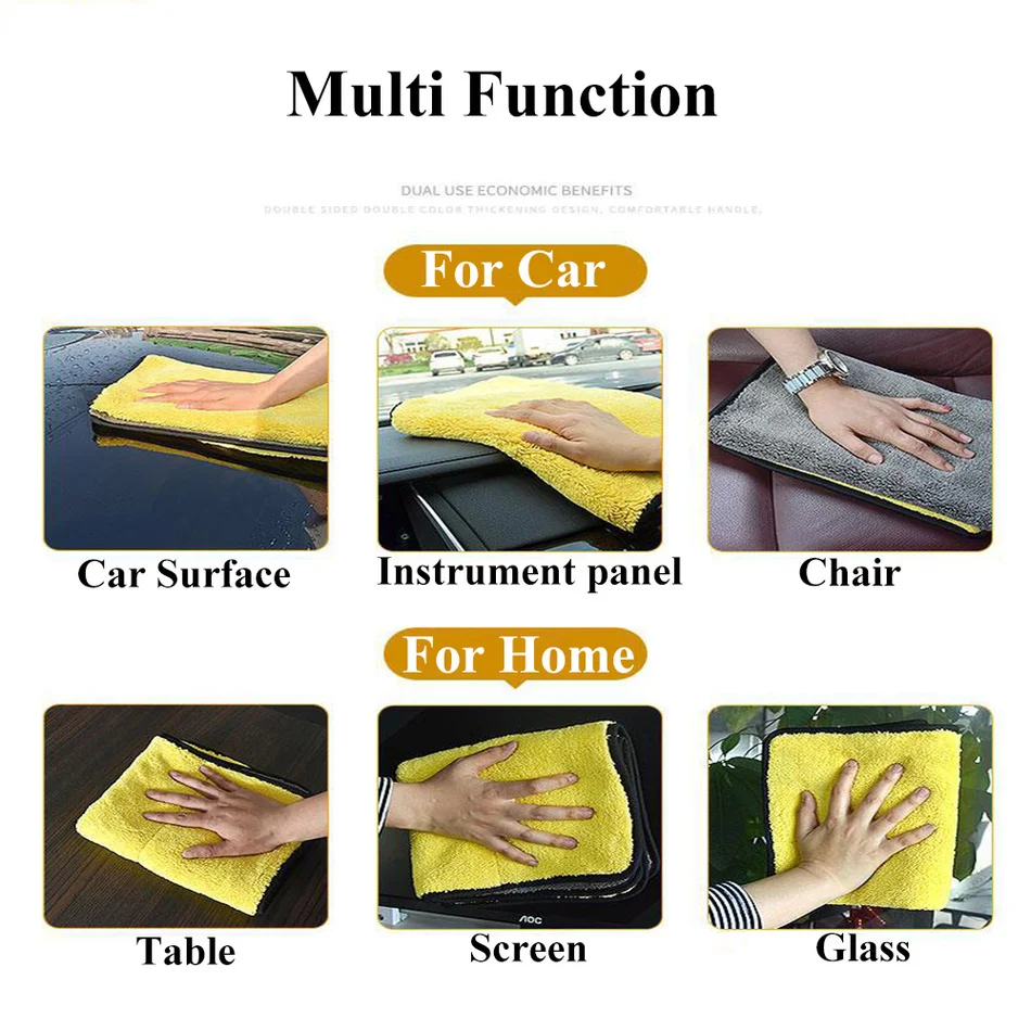 

1PCS 30x30/40/60CM Car Wash Microfiber Towel Car Cleaning Drying Cloth Super Thick Plush Car Care Cloth Car Wash Towel rag