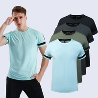 running t shirt for men quick drying breathable sports walking fitness crossfit gym exercise fishing short sleeve loose